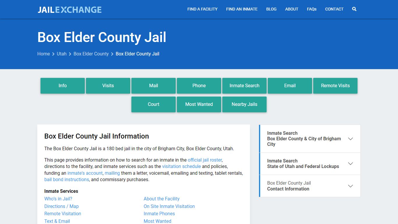 Box Elder County Jail, UT Inmate Search, Information